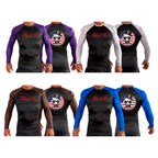Black Tie/Trinity Jiu Jitsu All Black Ranked Long Sleeve Rash Guards #8234 C