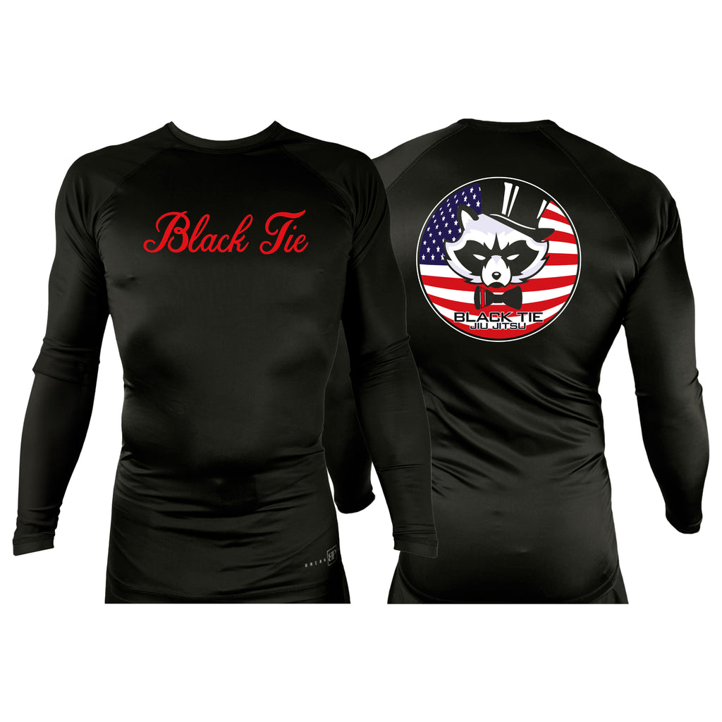 Black Tie/Trinity Jiu Jitsu All Black Rash Guards Long Sleeves #8234 C