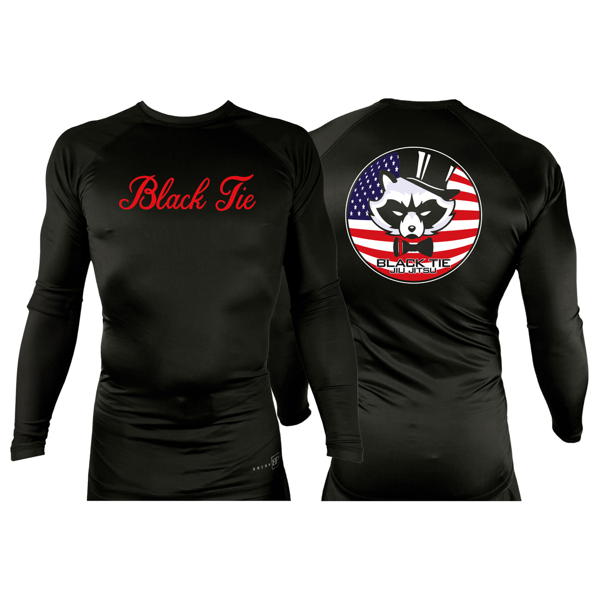 Black Tie/Trinity Jiu Jitsu All Black Rash Guards Long Sleeves #8234 C