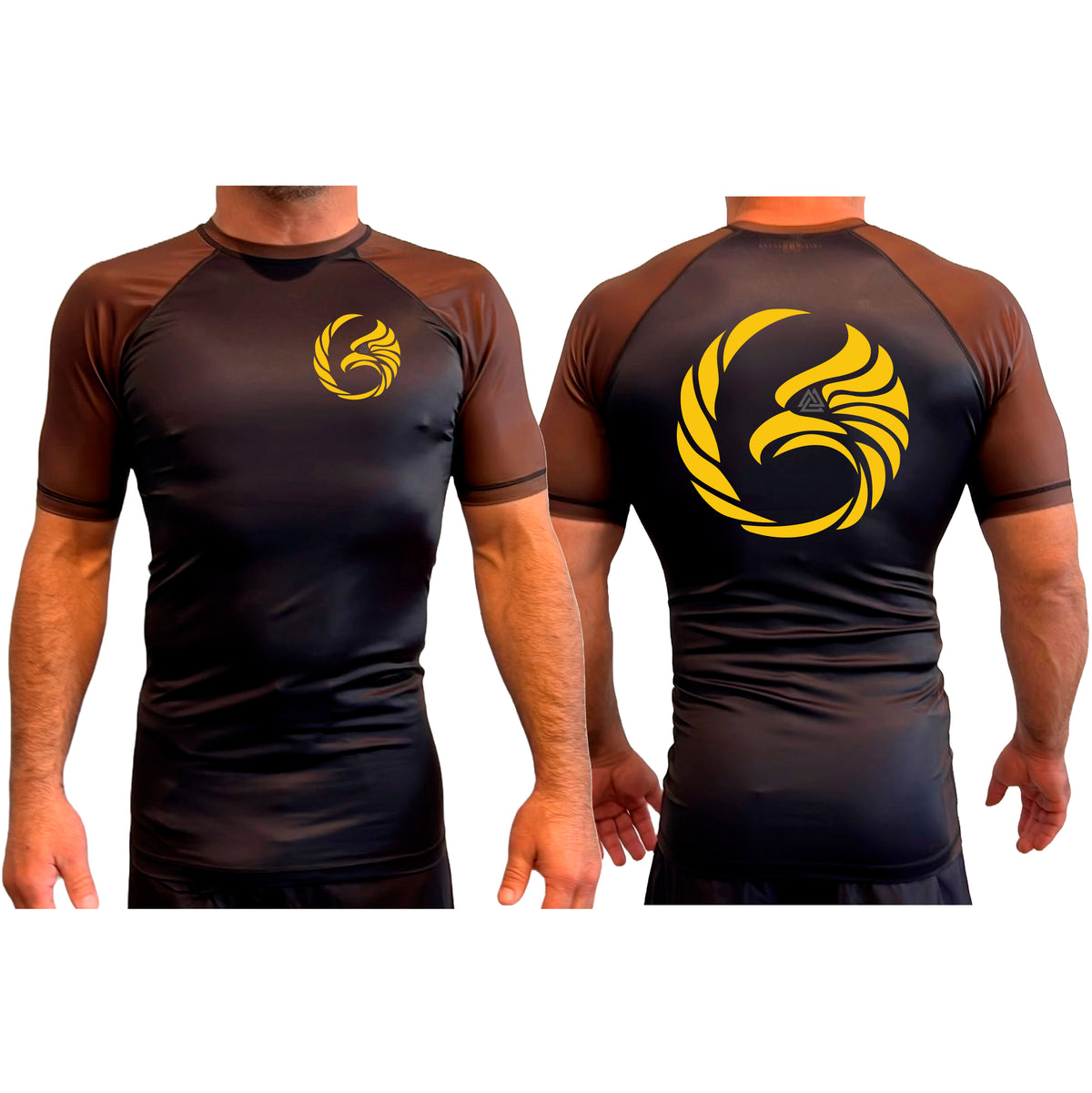 Black Tie/Trinity Jiu Jitsu All Black Ranked Short Sleeve Rash Guards #8234 A
