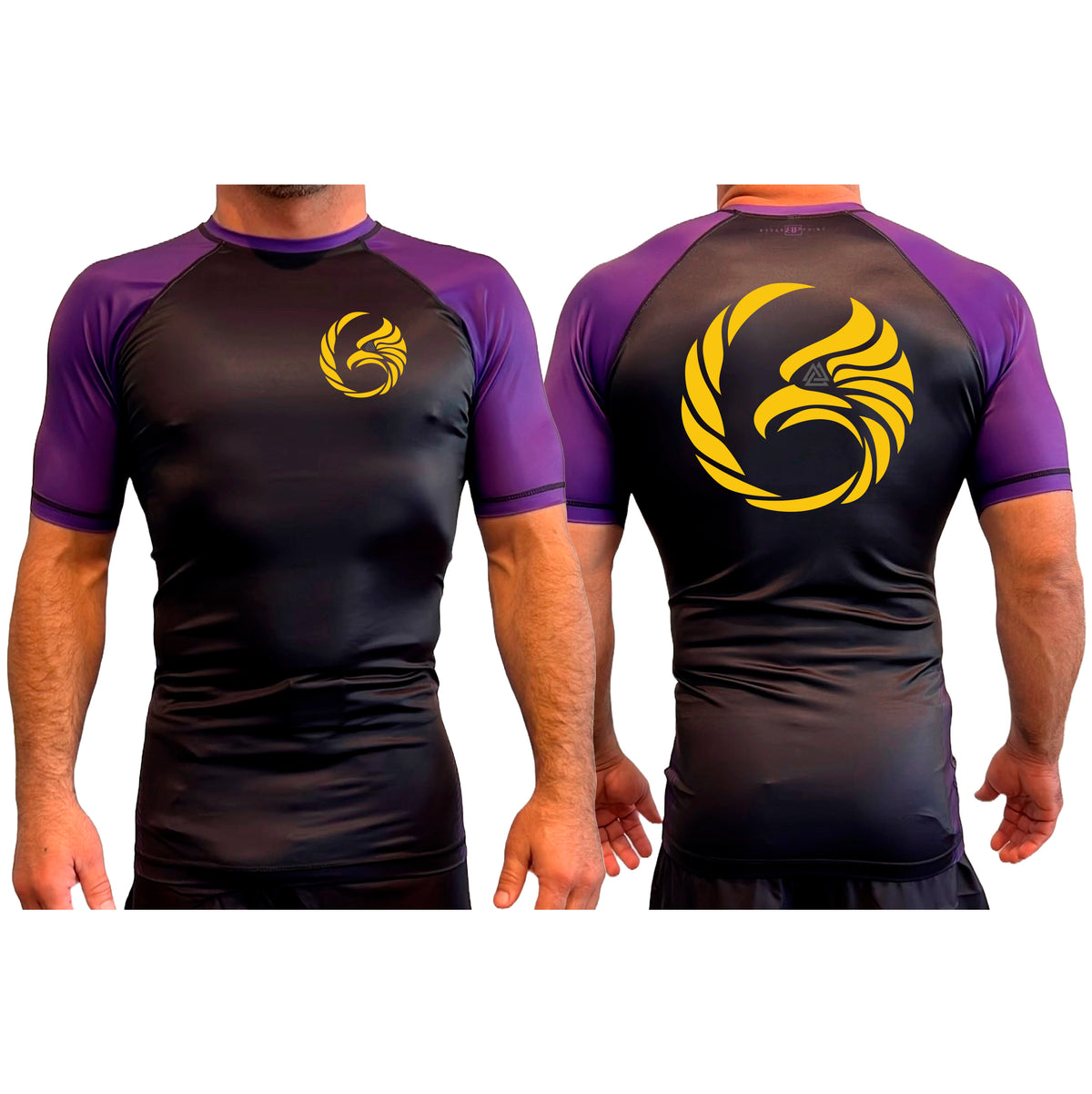 Black Tie/Trinity Jiu Jitsu All Black Ranked Short Sleeve Rash Guards #8234 A