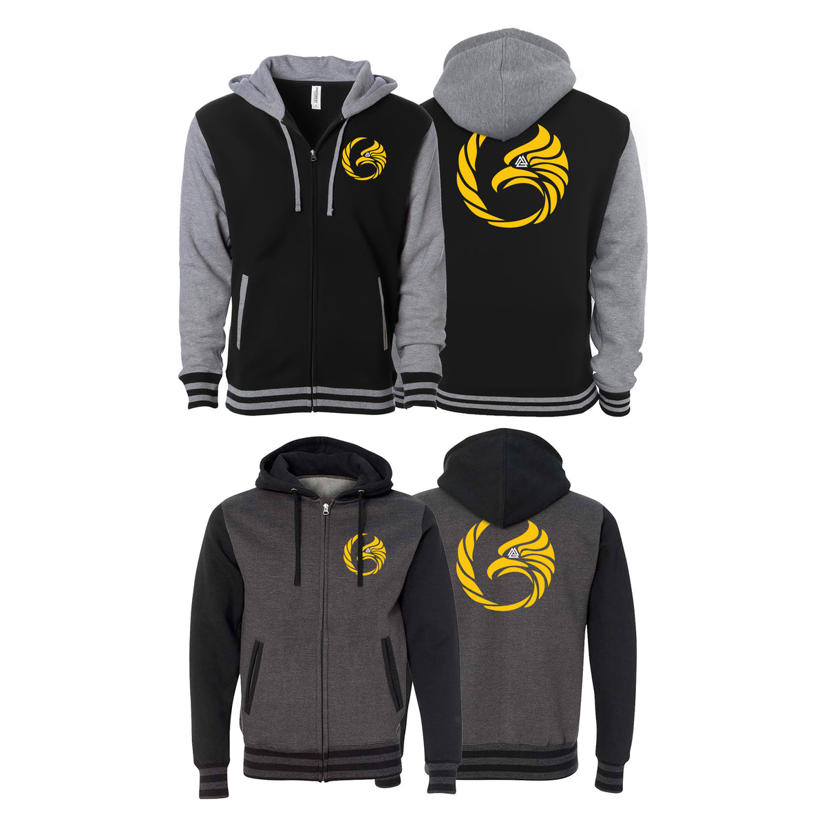 Black Tie/Trinity Jiu Jitsu Varsity Zip-Up Hoodies #8234 A