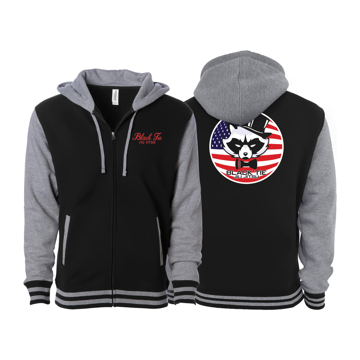 Black Tie/Trinity Jiu Jitsu Varsity Zip-Up Hoodies #8234 E
