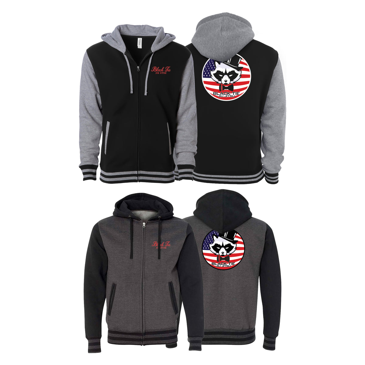 Black Tie/Trinity Jiu Jitsu Varsity Zip-Up Hoodies #8234 E