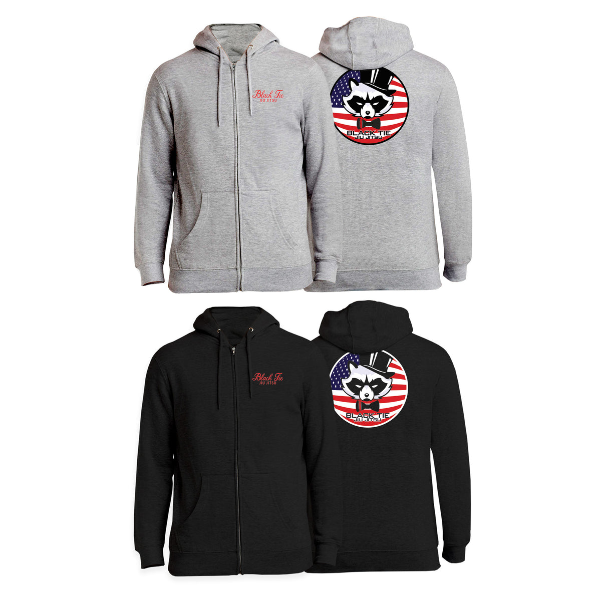 Black Tie/Trinity Jiu Jitsu Zip-Up Hoodies #8234 E
