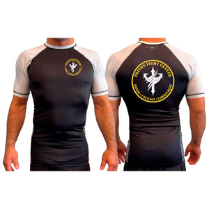 Triton Fight Center All Black Ranked Short Sleeve Rash Guards #8235 A