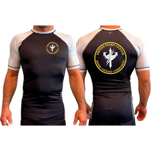 Triton Fight Center All Black Ranked Short Sleeve Rash Guards #8235 A