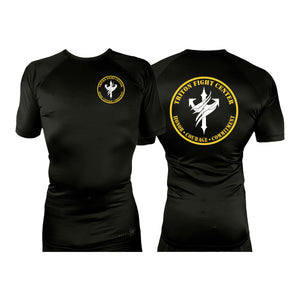 Triton Fight Center All Black Rash Guards Short Sleeves #8235 A
