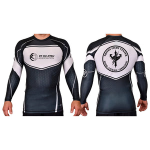 Triton Fight Center Academy Rash Guards Black/White #8235 B