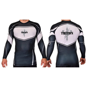 Triton Fight Center Academy Rash Guards Black/White #8235 C