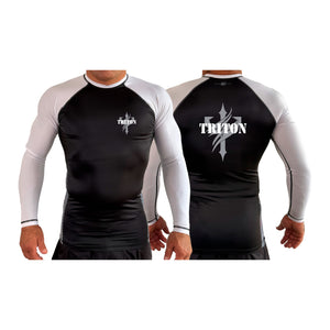 Triton Fight Center All Black Ranked Long Sleeve Rash Guards #8235 C