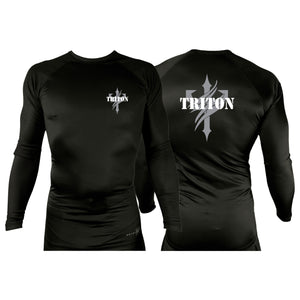 Triton Fight Center All Black Rash Guards Long Sleeves #8235 C