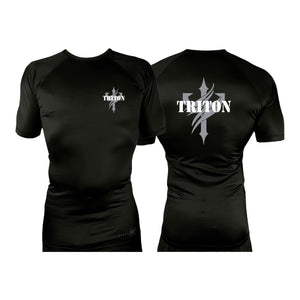Triton Fight Center All Black Rash Guards Short Sleeves #8235 C