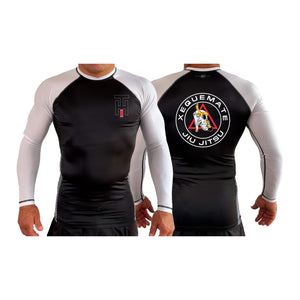 Xeque Mate Jiu Jitsu All Black Ranked Long Sleeve Rash Guards #8236 A