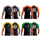 Xeque Mate Jiu Jitsu All Black Ranked Short Sleeve Rash Guards #8236 F