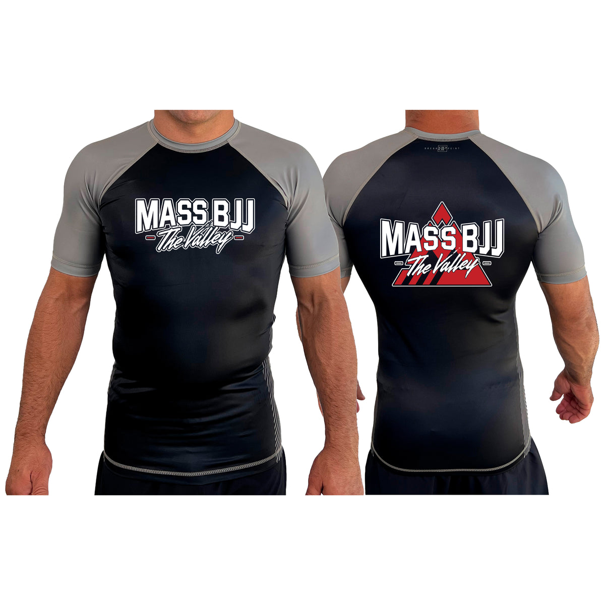 Mass BJJ The Valley All Black Ranked Short Sleeve Rash Guards #8237 A