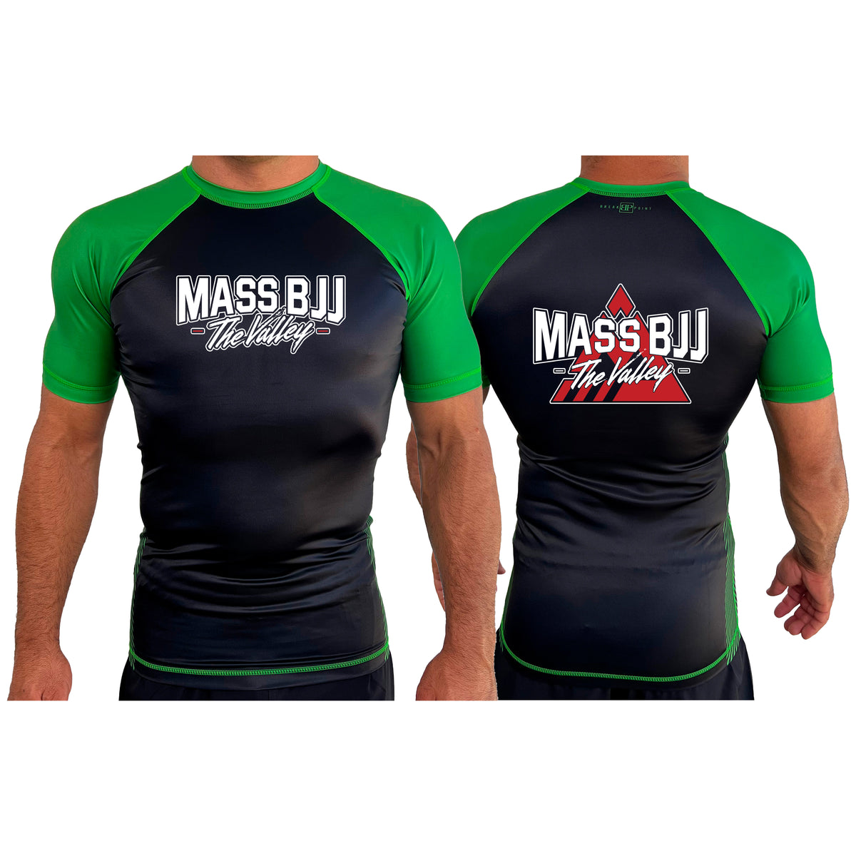 Mass BJJ The Valley All Black Ranked Short Sleeve Rash Guards #8237 A
