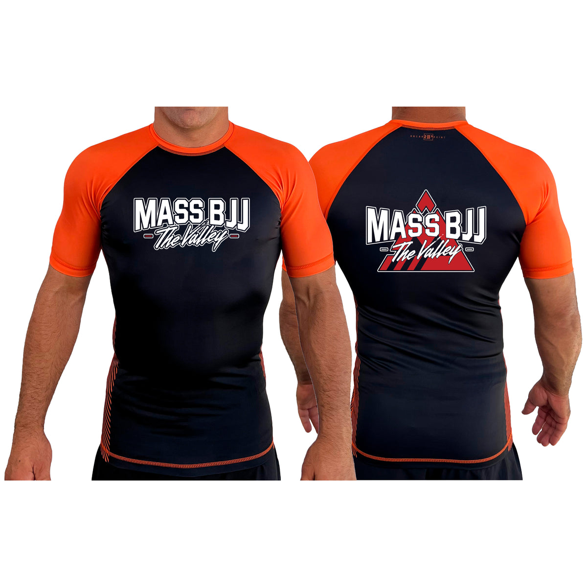 Mass BJJ The Valley All Black Ranked Short Sleeve Rash Guards #8237 A