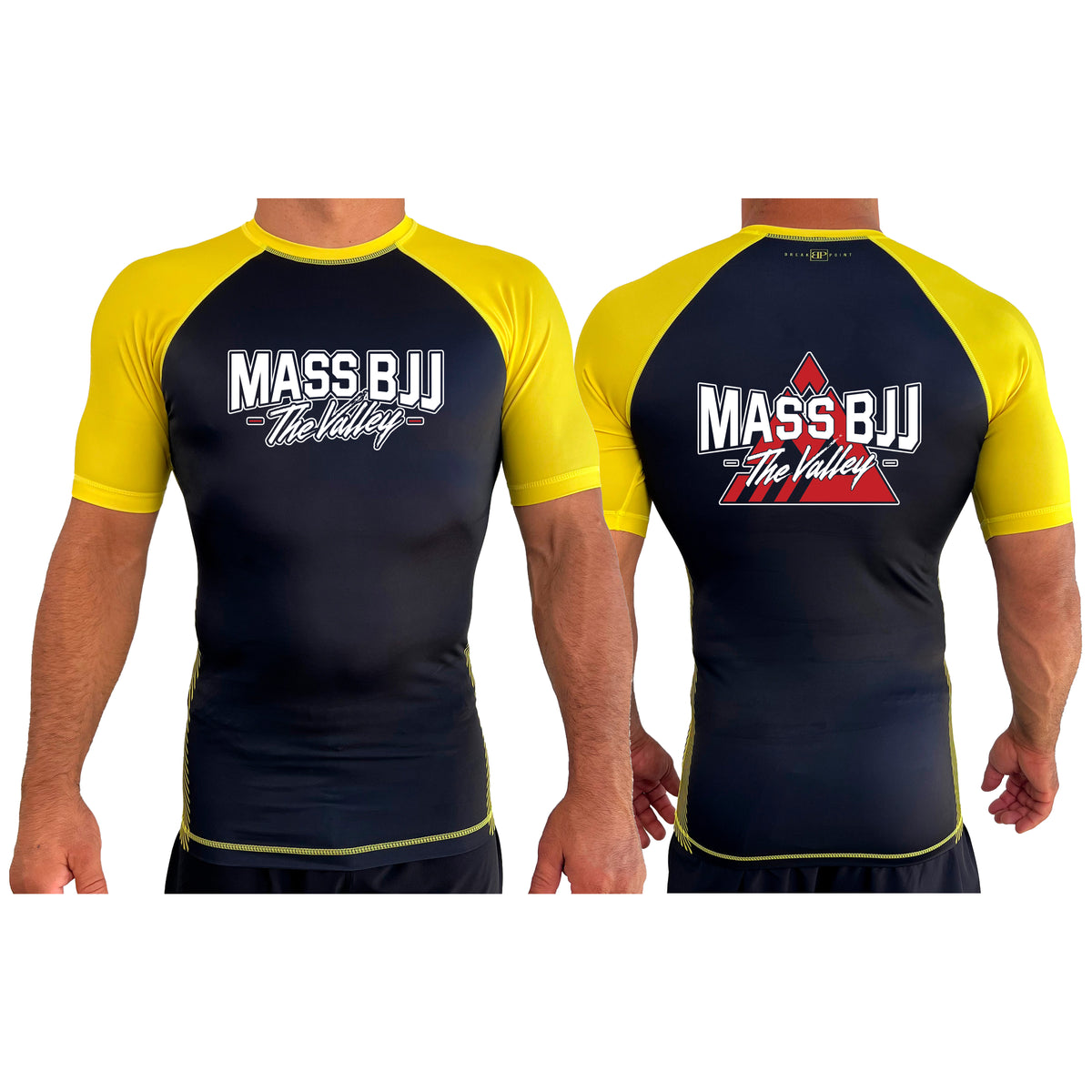Mass BJJ The Valley All Black Ranked Short Sleeve Rash Guards #8237 A