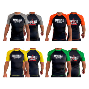 Mass BJJ The Valley All Black Ranked Short Sleeve Rash Guards #8237 A