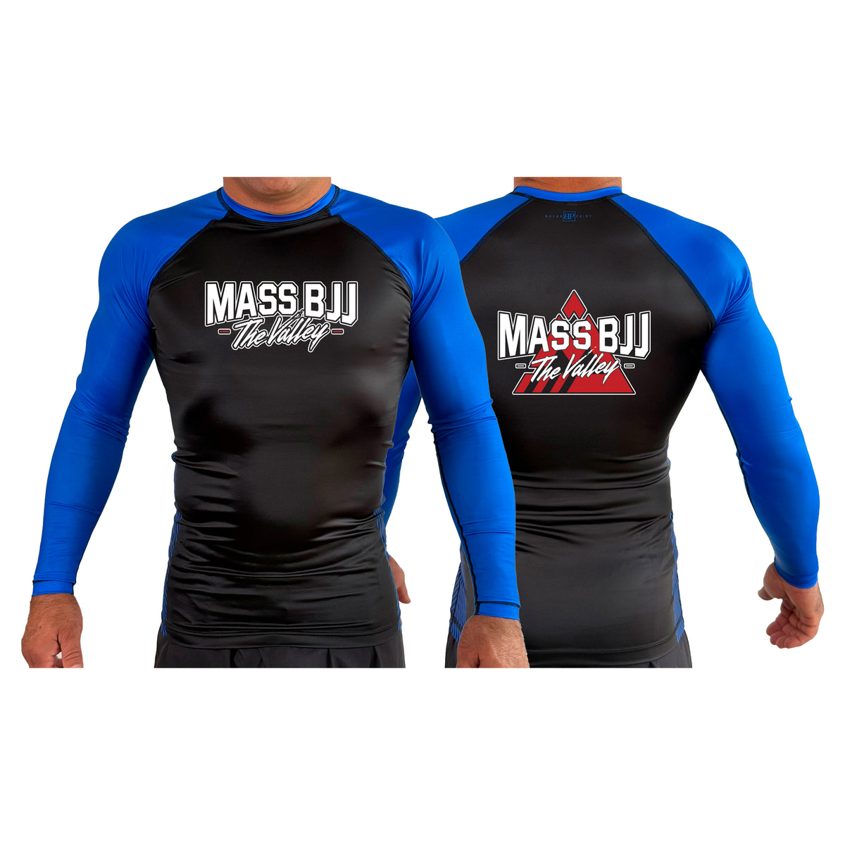 Mass BJJ The Valley All Black Ranked Long Sleeve Rash Guards #8237 A