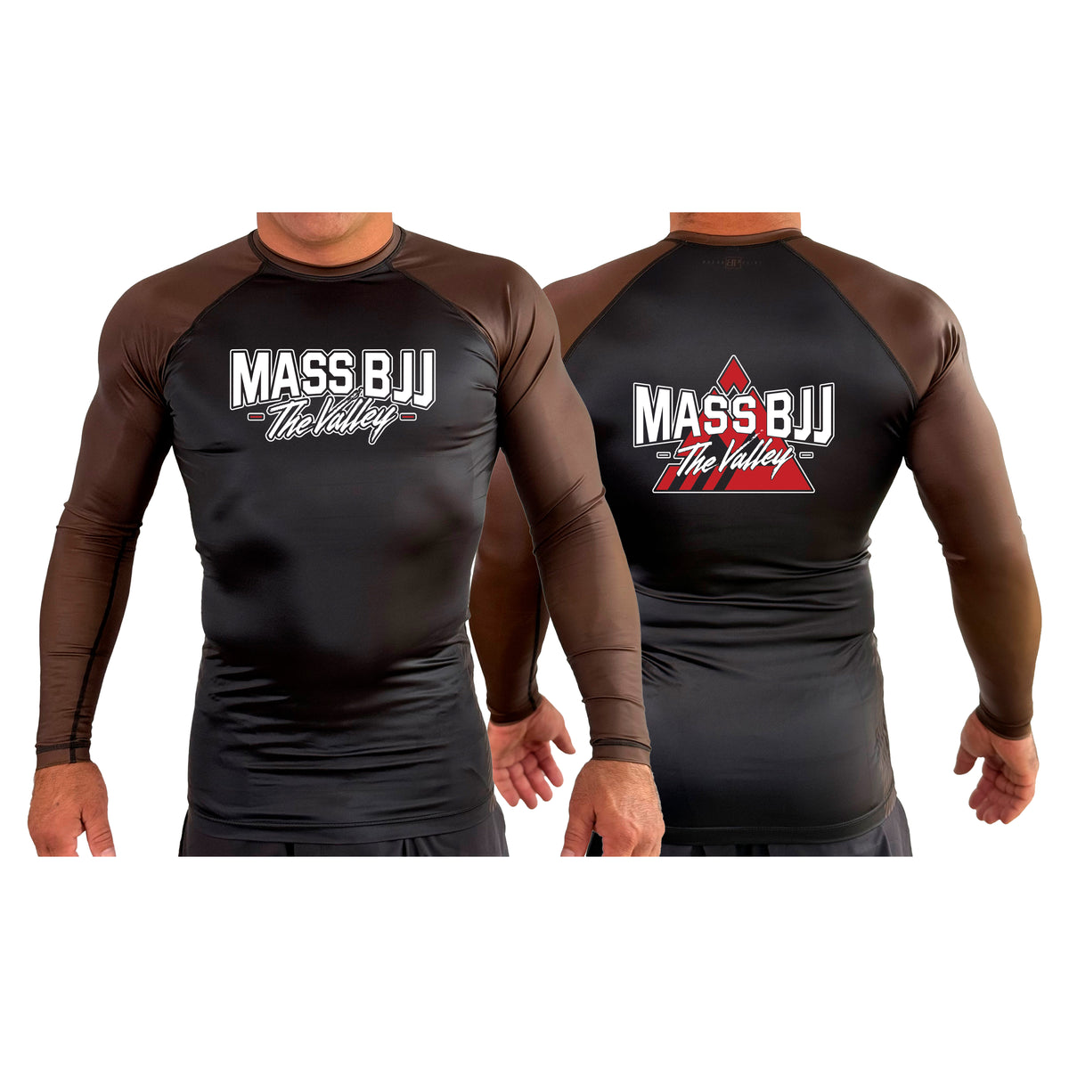 Mass BJJ The Valley All Black Ranked Long Sleeve Rash Guards #8237 A