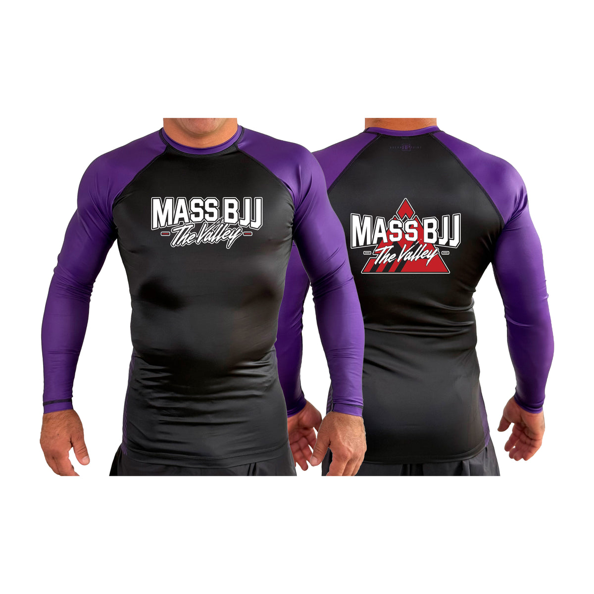 Mass BJJ The Valley All Black Ranked Long Sleeve Rash Guards #8237 A