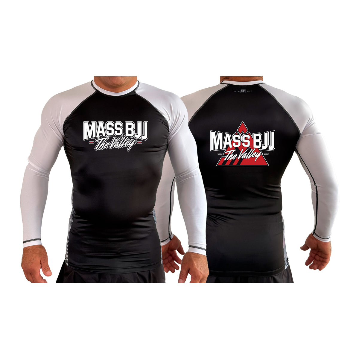 Mass BJJ The Valley All Black Ranked Long Sleeve Rash Guards #8237 A