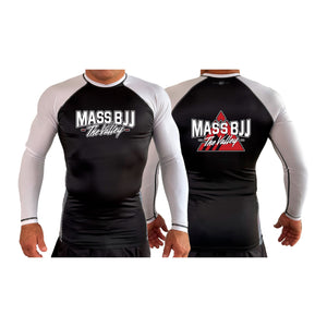 Mass BJJ The Valley All Black Ranked Long Sleeve Rash Guards #8237 A
