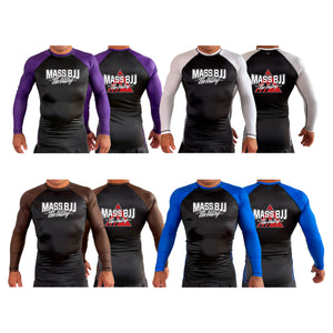 Mass BJJ The Valley All Black Ranked Long Sleeve Rash Guards #8237 A