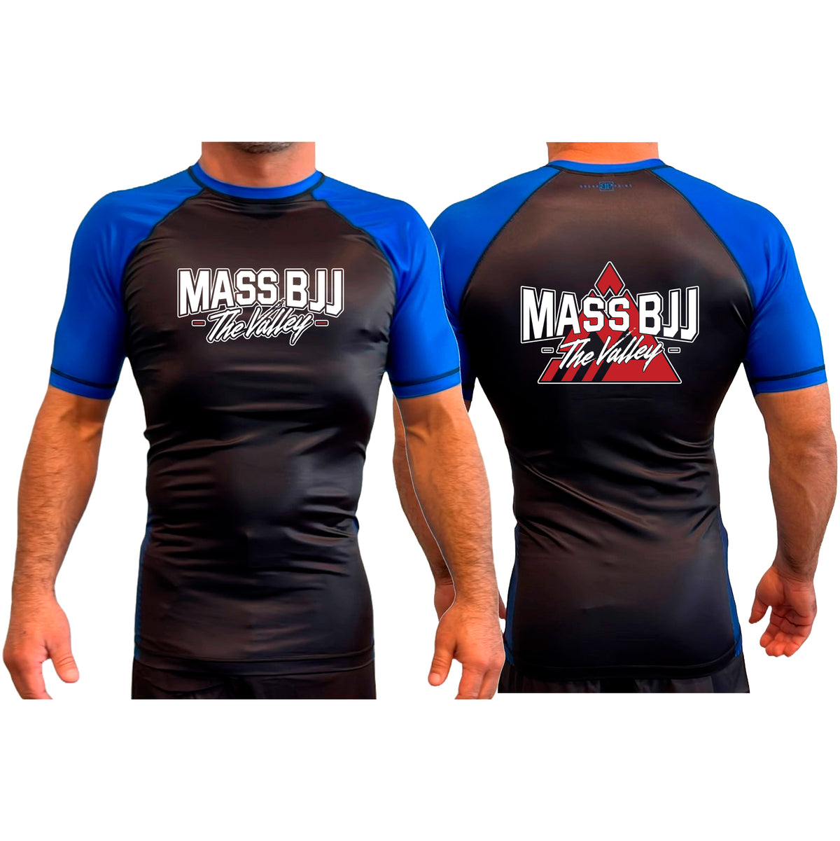 Mass BJJ The Valley All Black Ranked Short Sleeve Rash Guards #8237 A