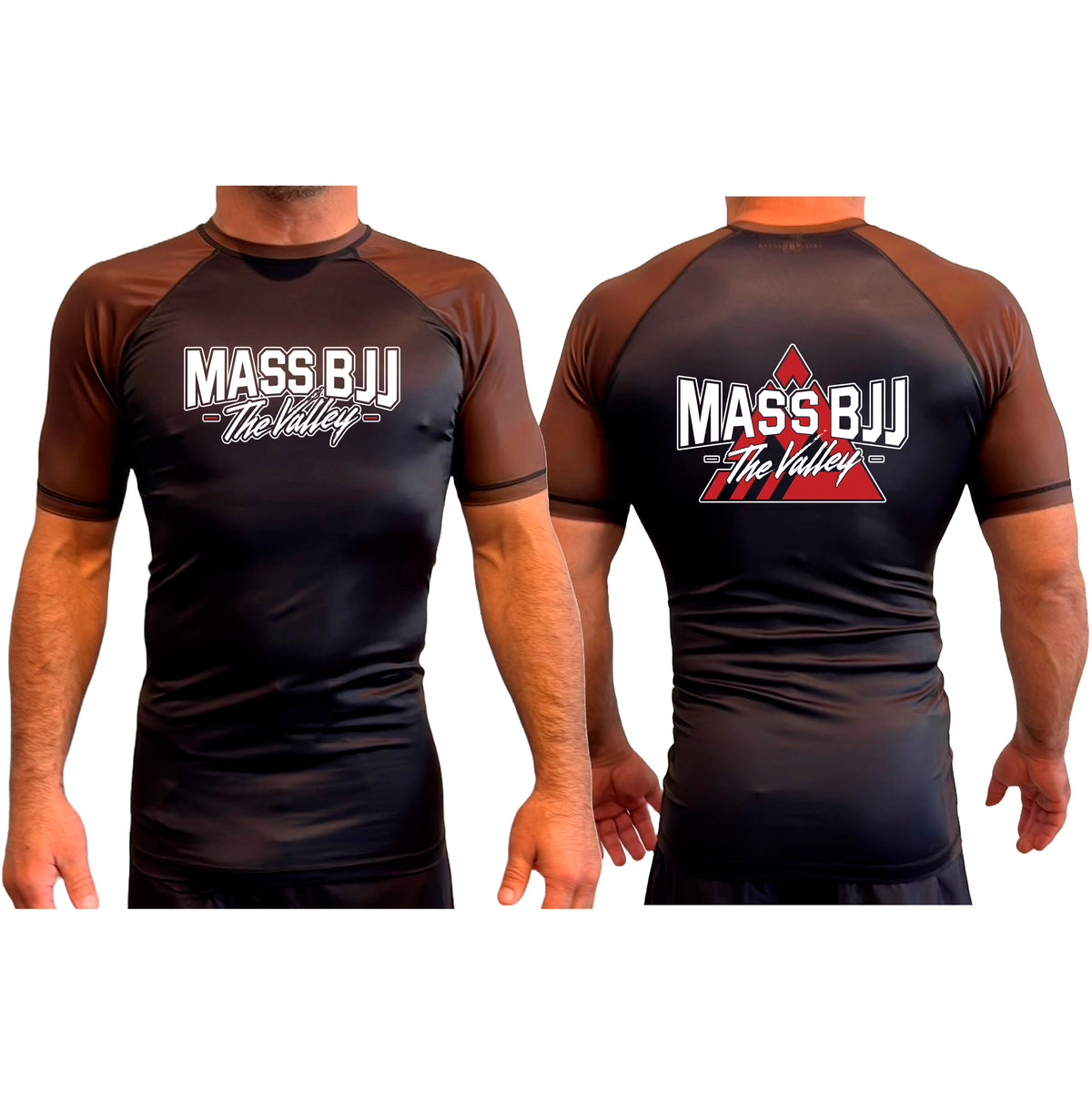 Mass BJJ The Valley All Black Ranked Short Sleeve Rash Guards #8237 A