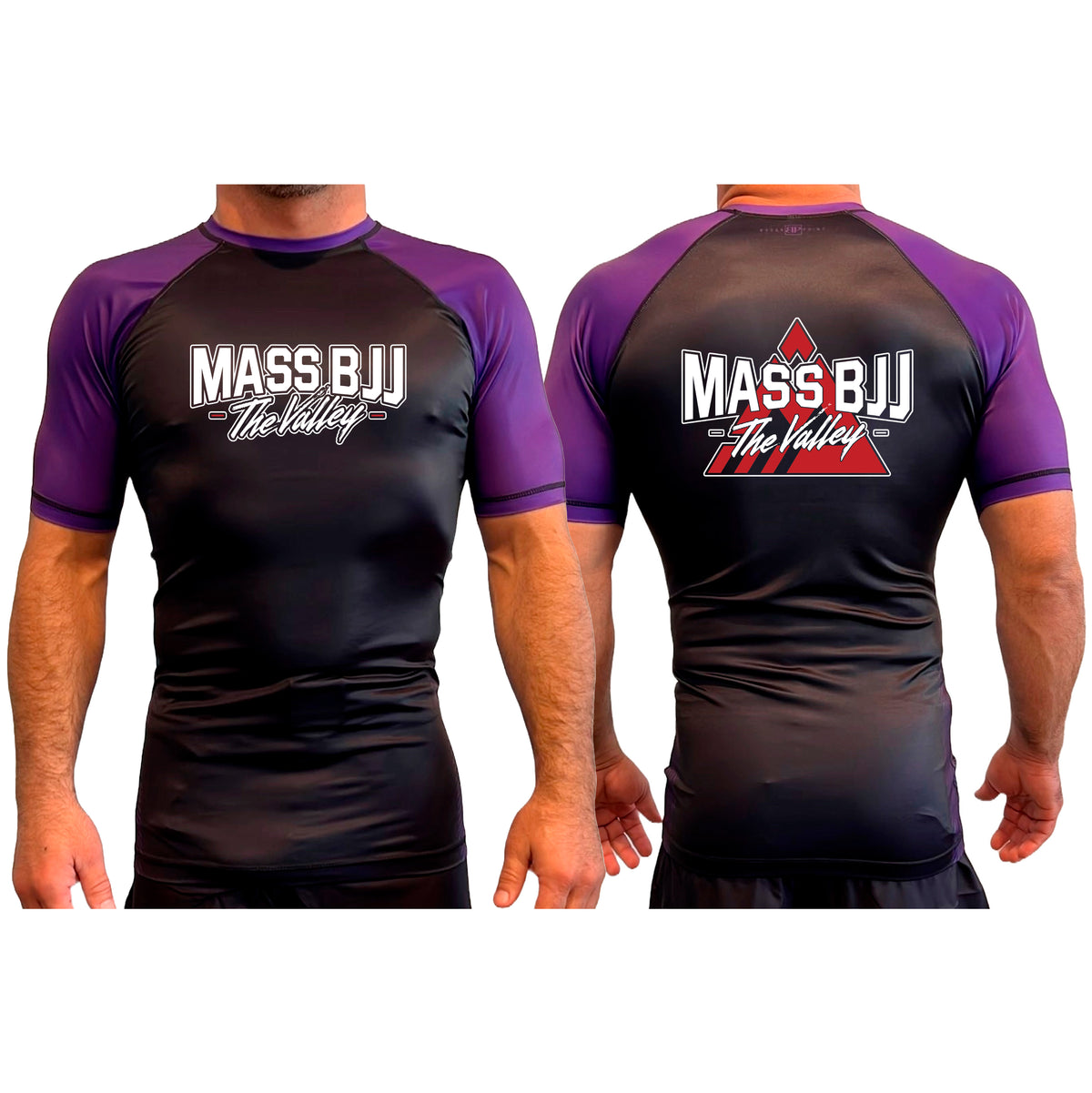 Mass BJJ The Valley All Black Ranked Short Sleeve Rash Guards #8237 A