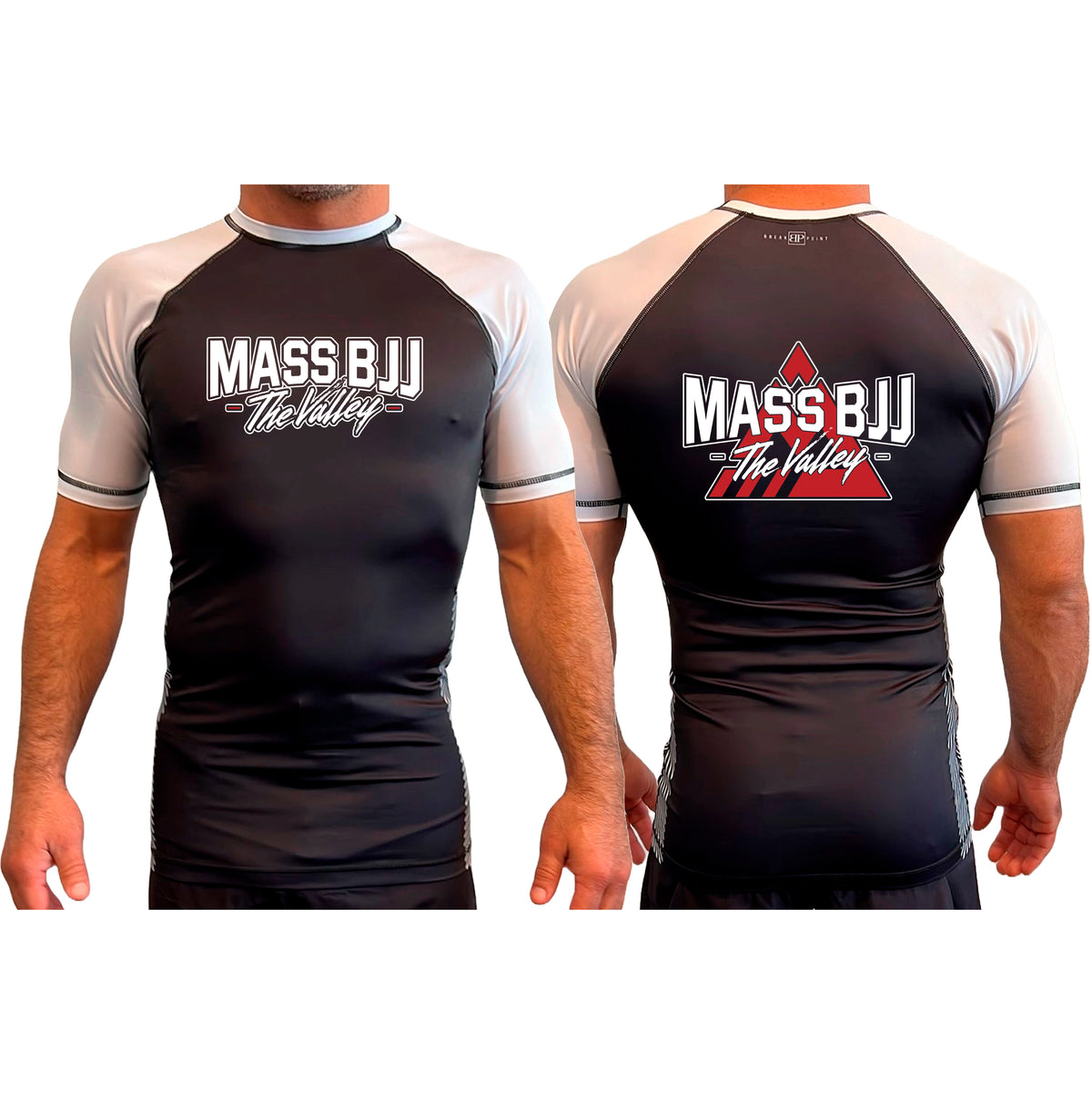 Mass BJJ The Valley All Black Ranked Short Sleeve Rash Guards #8237 A
