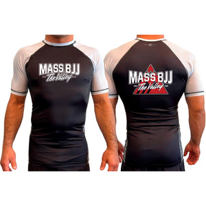 Mass BJJ The Valley All Black Ranked Short Sleeve Rash Guards #8237 A