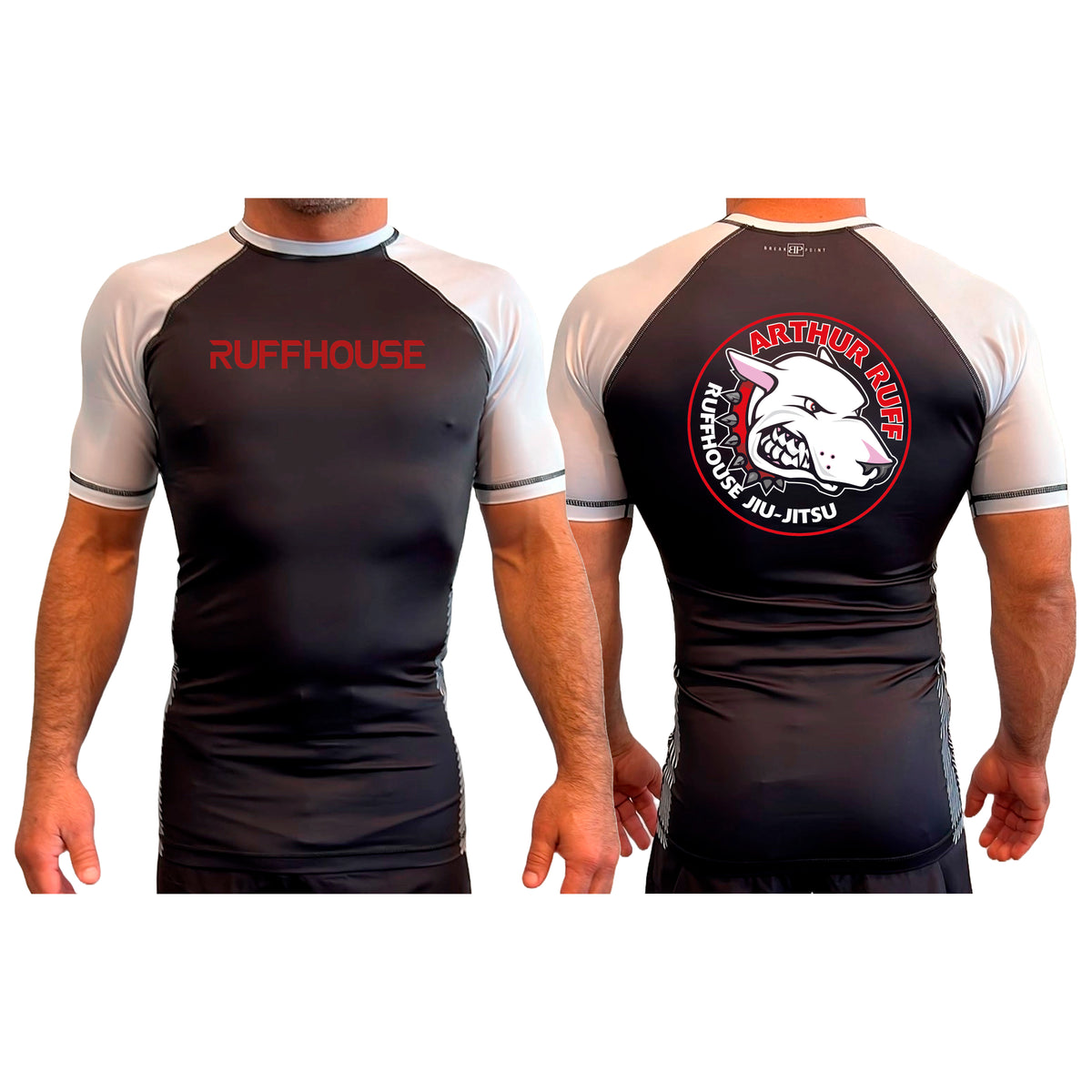Ruffhouse All Black Ranked Short Sleeve Rash Guards #8238 A