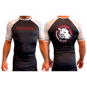 Ruffhouse All Black Ranked Short Sleeve Rash Guards #8238 A