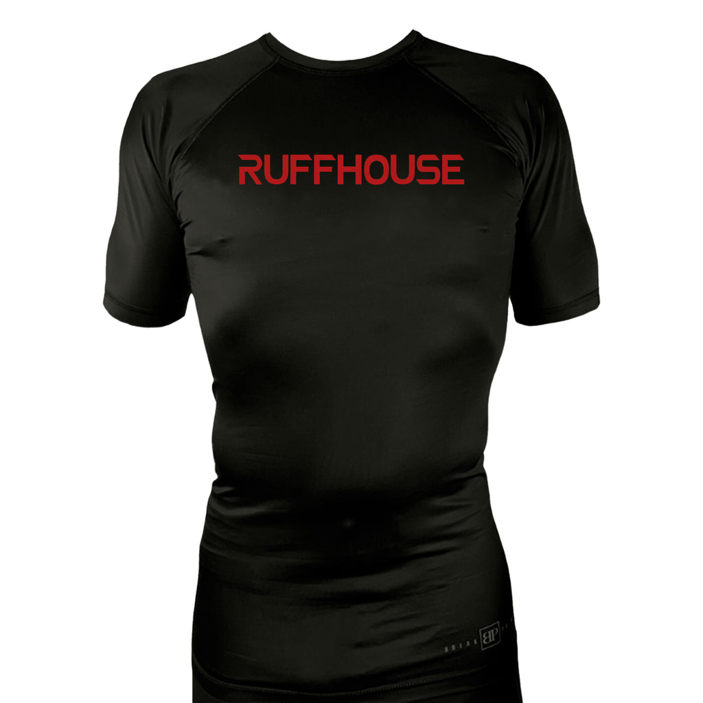 Ruffhouse All Black Rash Guards Short Sleeves #8238 A