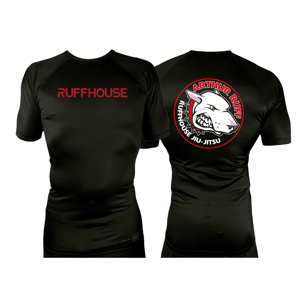 Ruffhouse All Black Rash Guards Short Sleeves #8238 A