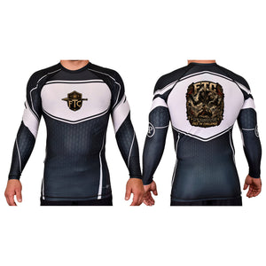 Face the Challenge Academy Rash Guards Black/White #8239 B