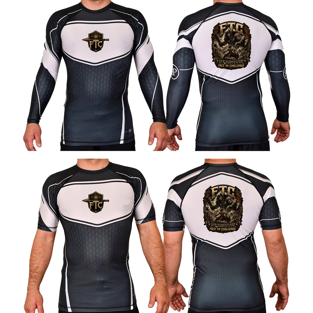 Face the Challenge Academy Rash Guards Black/White #8239 B