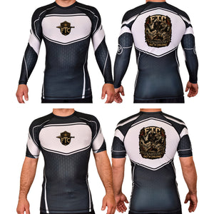 Face the Challenge Academy Rash Guards Black/White #8239 B
