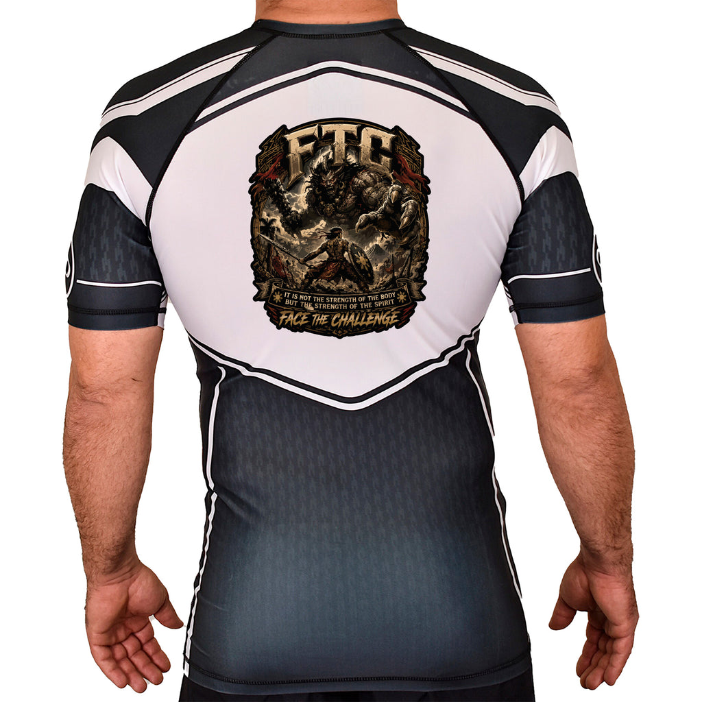 Face the Challenge Academy Rash Guards Black/White #8239 B