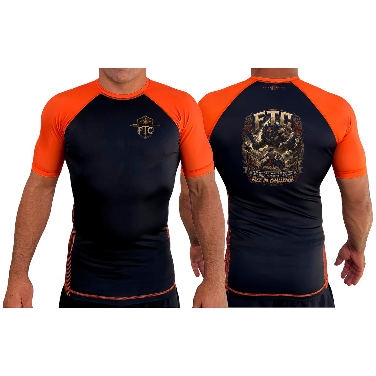 Face the Challenge All Black Ranked Short Sleeve Rash Guards #8239 B