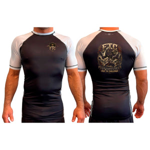 Face the Challenge All Black Ranked Short Sleeve Rash Guards #8239 B