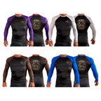 Face the Challenge All Black Ranked Long Sleeve Rash Guards #8239 B