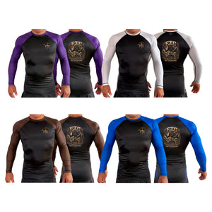 Face the Challenge All Black Ranked Long Sleeve Rash Guards #8239 B