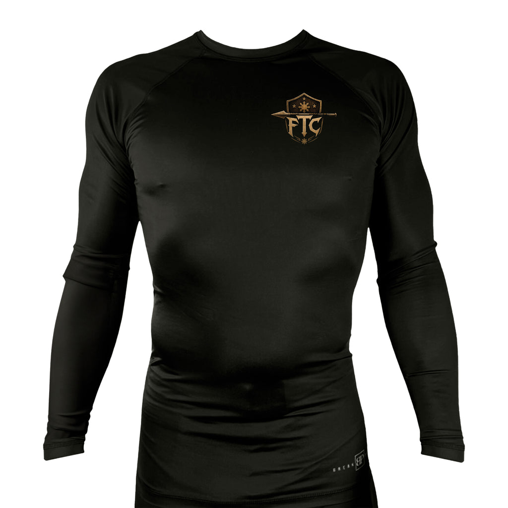Face the Challenge All Black Rash Guards Long Sleeves #8239 B