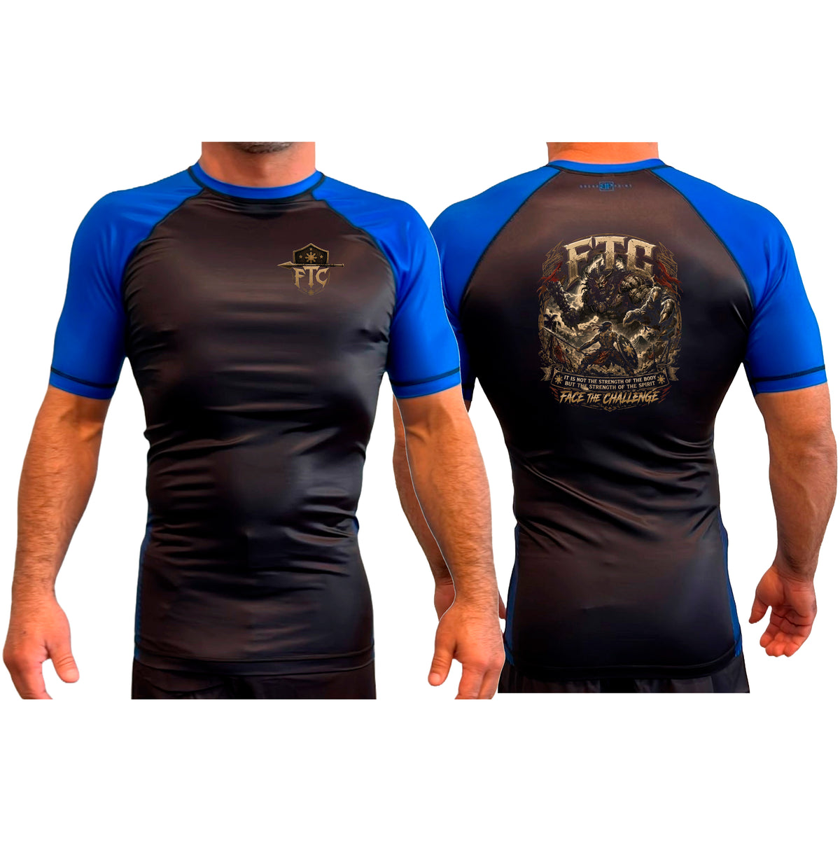 Face the Challenge All Black Ranked Short Sleeve Rash Guards #8239 B