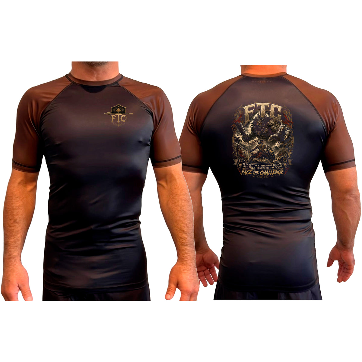 Face the Challenge All Black Ranked Short Sleeve Rash Guards #8239 B